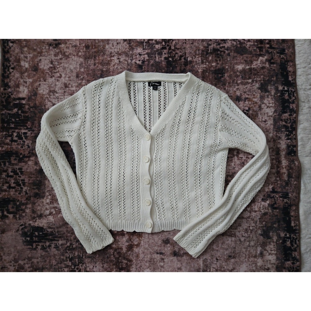 Art Class White Open-Knit Cropped Cardigan Size Youth Girls XL 14